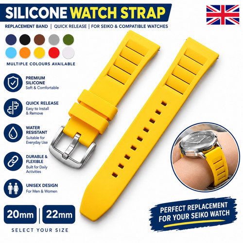 Silicone watch strap 20mm - watch, 22mm