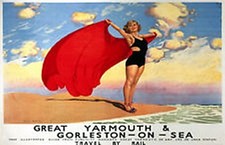 Gt Yarmouth & Gorleston On Sea (old rail ad.) steel fridge magnet