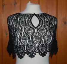 Debenhams, Debut, Ladies, Black, Crocheted, Party, Cover, Bolero, size 8-10