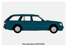 POSTER - MERCEDES W124 E320 Estate - (A4 A3 A2 sizes) Art Print Car RENDER