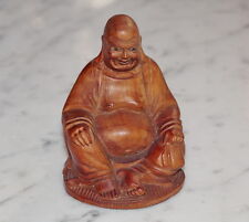 Old Buddha / Lucky Buddha made of wood with glass eyes around 1900 (# 6087)