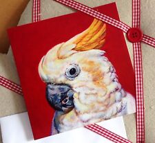Cockatoo Greeting Card - Sulphur Crested - Acrylic Painting By Budgerigardener