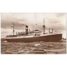 SS CITY OF CANTERBURY Ellerman Lines Ship RP Postcard dated 1952, Postally Used