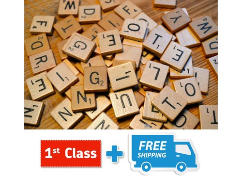 100 wooden tiles black letters - 100,
