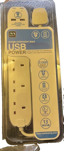 Masterplug surge protected - surge, 2m