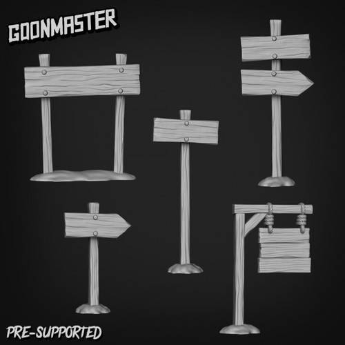 Wooden sign posts - -, basing