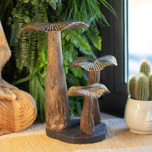 Hand carved wooden mushroom - carved,