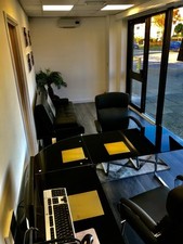 Office Desk, Black Glass Top and Silver Frame, Used, Excellent Condition