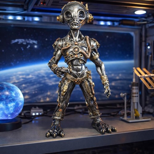Steampunk alien figurine - steampunk,