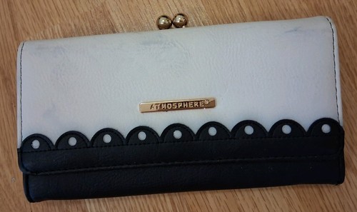 Black white faux leather large - white,