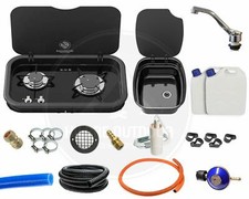 THETFORD TOPLINE 165 BLACK ARGENT SINK + COLD TAP GAZ REG CONVERSION KIT
