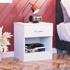 Large White Bedside Cabinet, 1