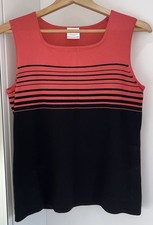 Classics Coral & Black Stripe Jumper Tank Top  With Short Sleeves Size 12/14