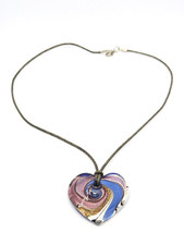Purple and Blue Heart Murano