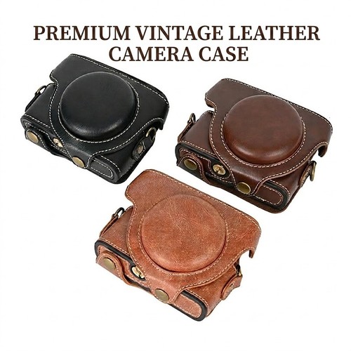 Leather camera case bag - pu, w/