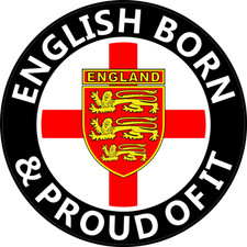 ENGLAND CAR STICKER FOR REAR WINDOW "ENGLISH BORN AND PROUD OF IT" - 3 Lions