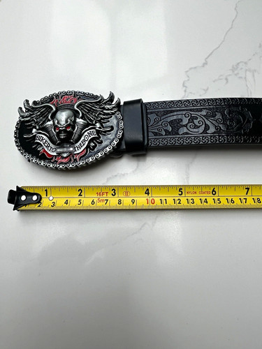 Men black biker belt - black,
