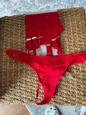Sexy Red Thong Suspender Belt Set - M/L  New - Valentines Gift