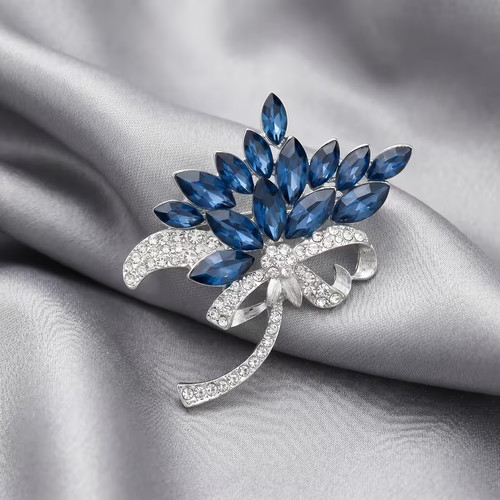 Blue flower crystal bouquet - blue,