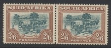 South Africa Stamps 1933 2/6 blue & brown pair MNH Recess  Printing SG63