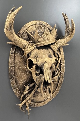 Deer skull wall mount - wall, crowned