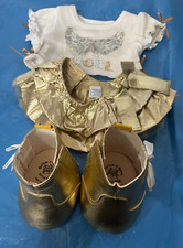 Build a Bear Angel Top Gold Outfit Skirt and Shoes Clothing Only Please Read