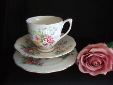 Queen Anne Bone China “ Old Country Spray “ Tea Cup, Saucer & Plate Trio