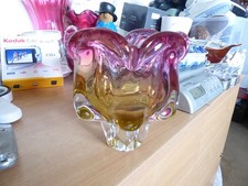 Stunning multi coloured  studio art glass bowl decoration heavy