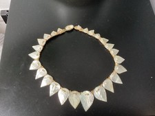 Vintage Abolone Mother Of Pearl Leaf Chocker Necklace