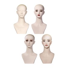 Female mannequin head with wig stand on shoulders, smooth wig stand on top of