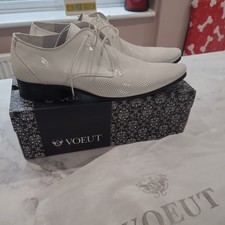 Peiro High Shine Pointed White Shoes UK 10 Voeut with Dust Bag