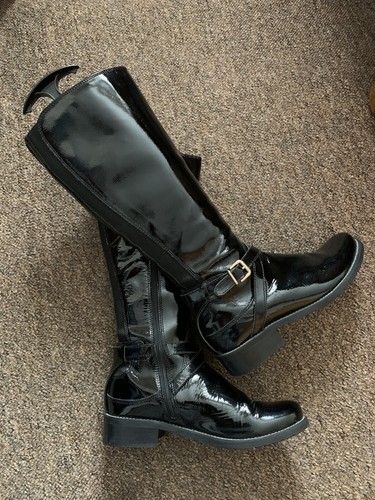Clarks ladies black patent - black,