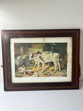 "A Dog In The Manger" by W. Hunt Vintage Wooden Framed Art Print