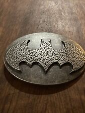 Batman belt buckle textured raised logo on matt alloy