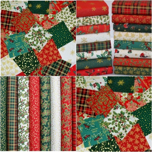 Christmas fabric scraps - christmas, pcs