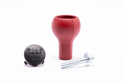 Lipstick red leather gear knob - leather,