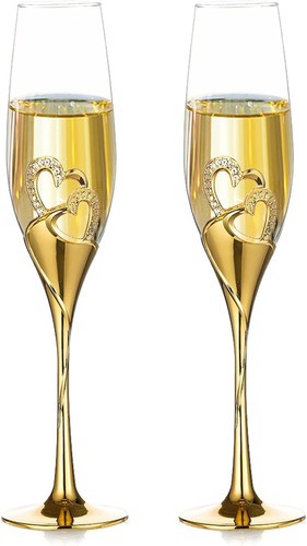 Gold champagne flutes wedding - flutes,