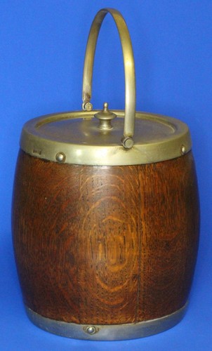 Antique oak biscuit barrel - antique,