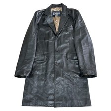 Nickelson Mens Black Long Regular Trench Coat Jacket Overcoat Size Medium