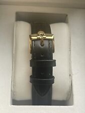 Beautiful NEW 18mm FOR OMEGA Black Leather Strap Bracelet & Gold Colour Buckle