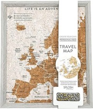 Splosh Grey Europe Pin Board Travel Map & Silver and Gold Pins Travel Gift Idea