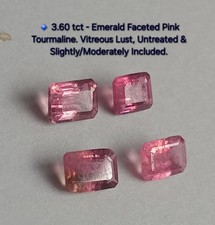 ? 3.60 tct - Emerald Faceted Pink Tourmaline. Vitreous Lust & Untreated.