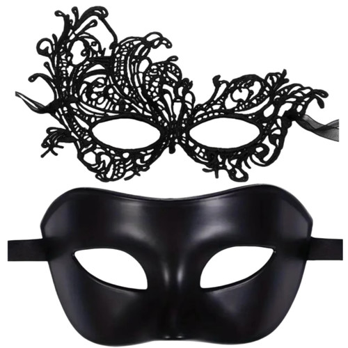 Black white lace masquerade - white,