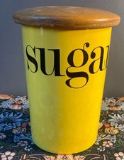 1960s Crown Devon Funky Yellow Sugar Caddy Jar Vintage Retro Homeware Kitchen