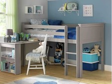 Mid sleeper bed with desk and storage. 
