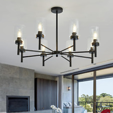Black Farmhouse Chandeliers, 6/8-Light Industrial Iron Classic Candle for Foyer