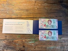 Two highly collectable George Best uncirculated £5 notes in commemorative wallet