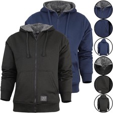 Crosshatch Mens Fleece Faux Fur Lined Hoodie Jackets Quilted Winter Warm New