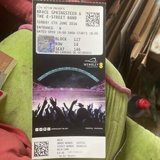 Bruce Springsteen Used Concert Ticket - Wembley stadium 5 June 2016