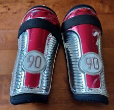 NIKE T90 SHIN PADS MEDIUM SIZE RED SILVER COLOUR IN GOOD USED CONDITION 